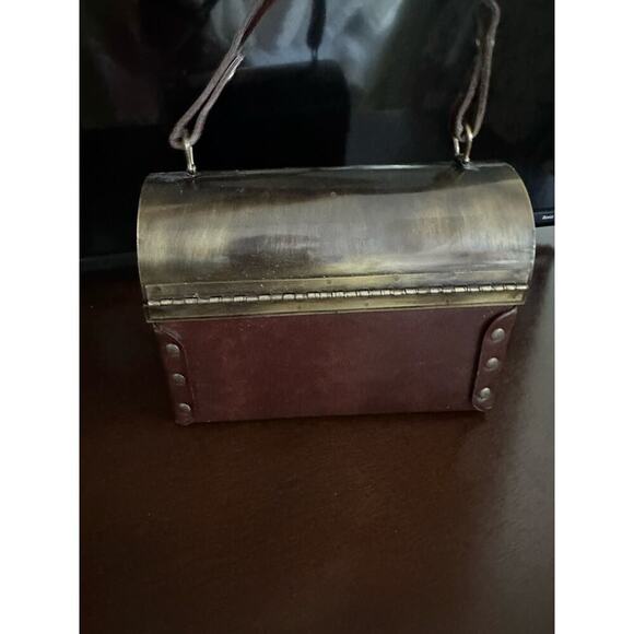 Vintage Start Brown Leather Straps Retro Distressed Hand Polished Storage Box - Picture 10 of 12